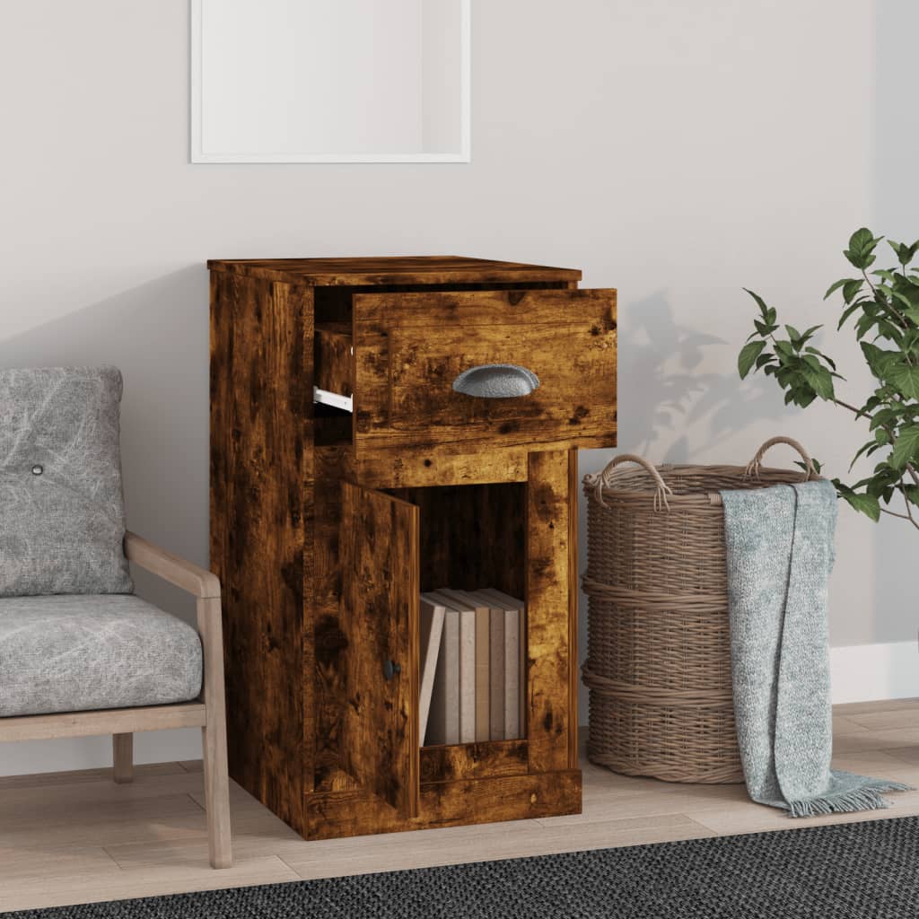 Side Cabinet with Drawer Smoked Oak 40x50x75 cm Engineered Wood