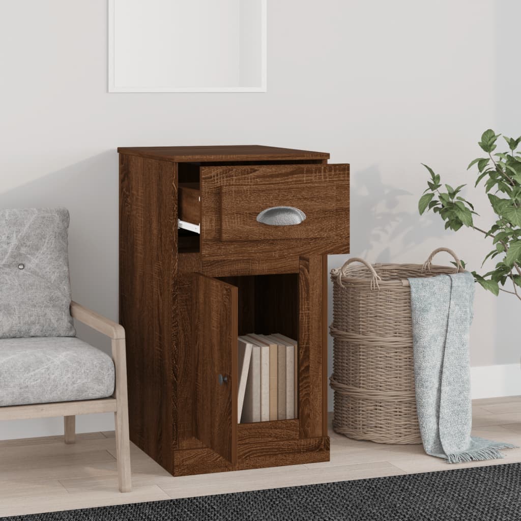 Side Cabinet with Drawer Brown Oak 40x50x75 cm Engineered Wood