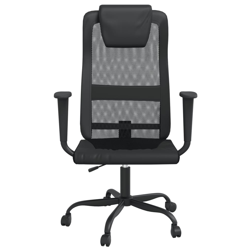 Office Chair Height Adjustable Black Mesh Fabric and Faux Leather