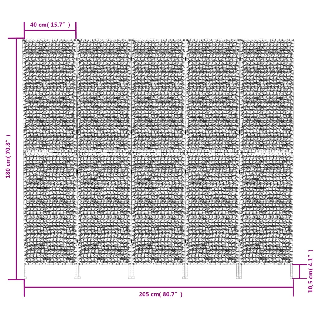 Room Divider 5-Panel 205x180 cm Water Hyacinth