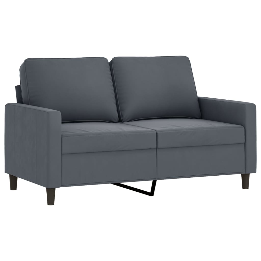 2 Piece Sofa Set with Cushions Dark Grey Velvet