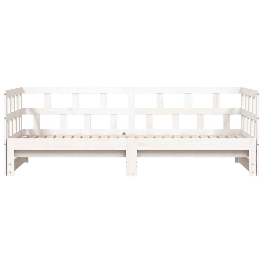 Daybed with Trundle White 92x187 cm Single Size Solid Wood Pine