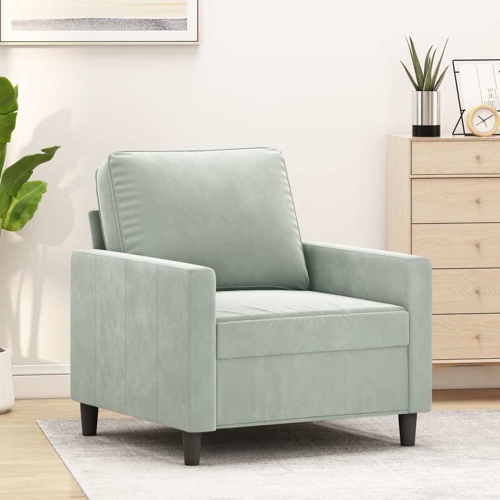 Sofa Chair Light Grey 60 cm Velvet