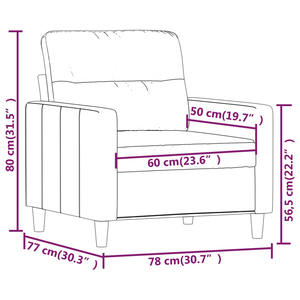 Sofa Chair Light Grey 60 cm Fabric