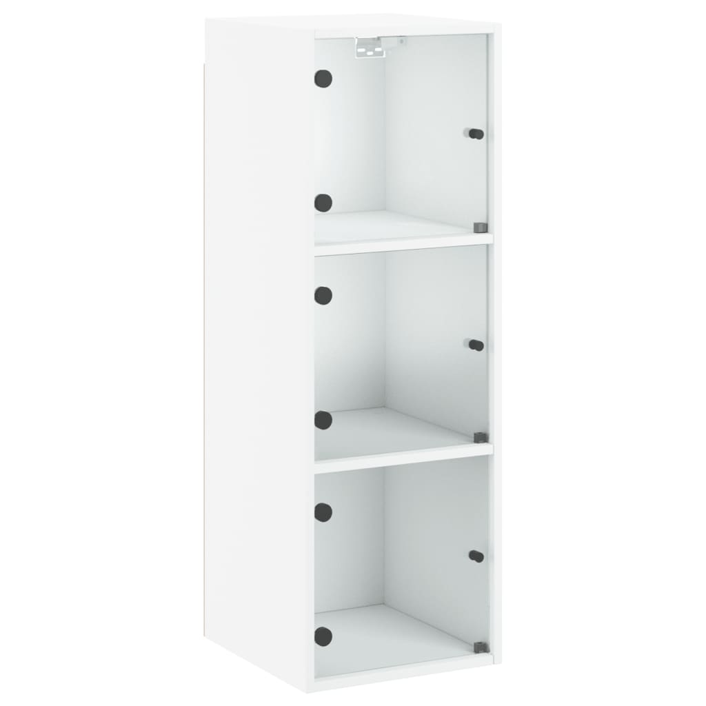 Wall Cabinet with Glass Doors White 35x37x100 cm