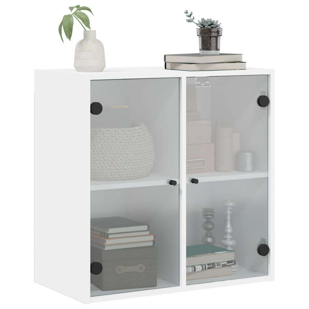 Wall Cabinet with Glass Doors White 68x37x68.5 cm