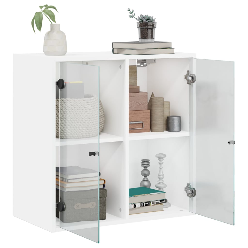 Wall Cabinet with Glass Doors White 68x37x68.5 cm