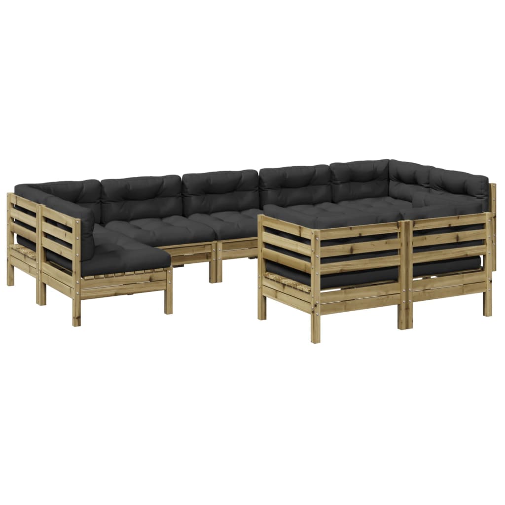 9 Piece Garden Sofa Set with Cushions Impregnated Wood Pine