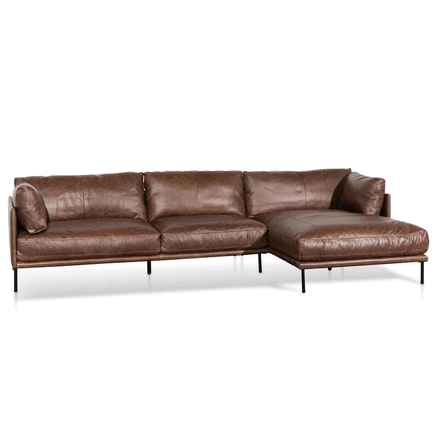 Karlie 4 Seater Right Chaise Leather Sofa