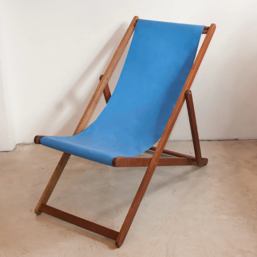 Deckchair Hardwood Synthetic Capri Blue Sunbrella