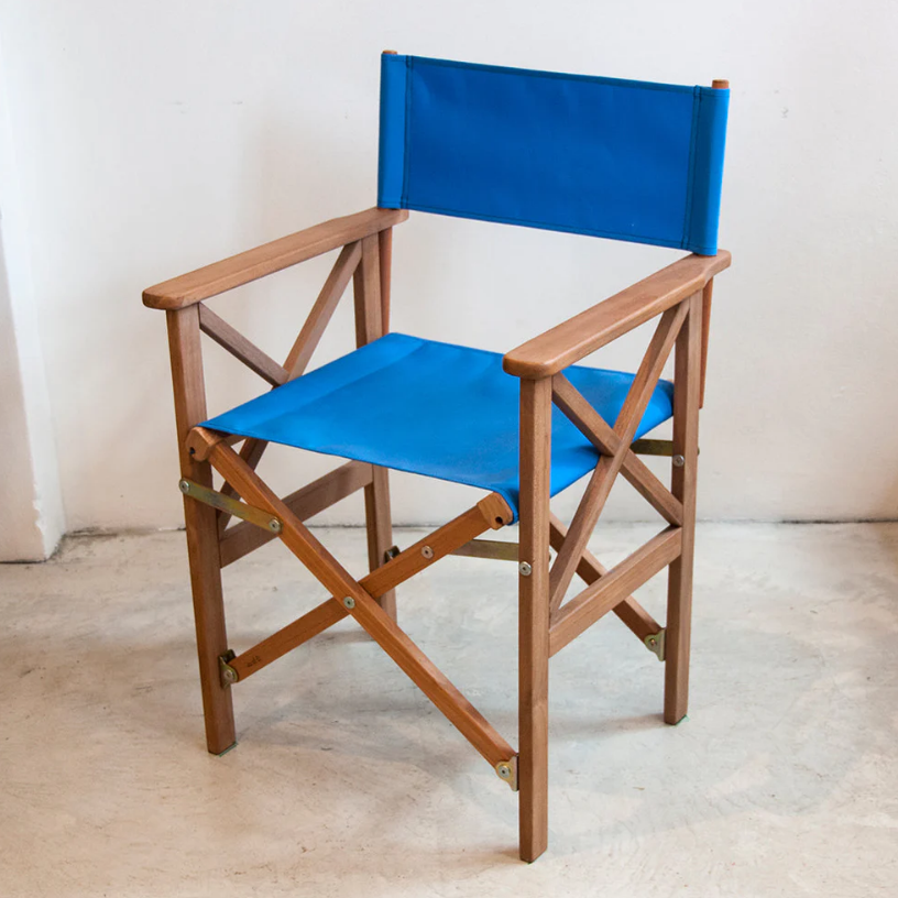 Directors Chair Teak Synthetic Capri Blue