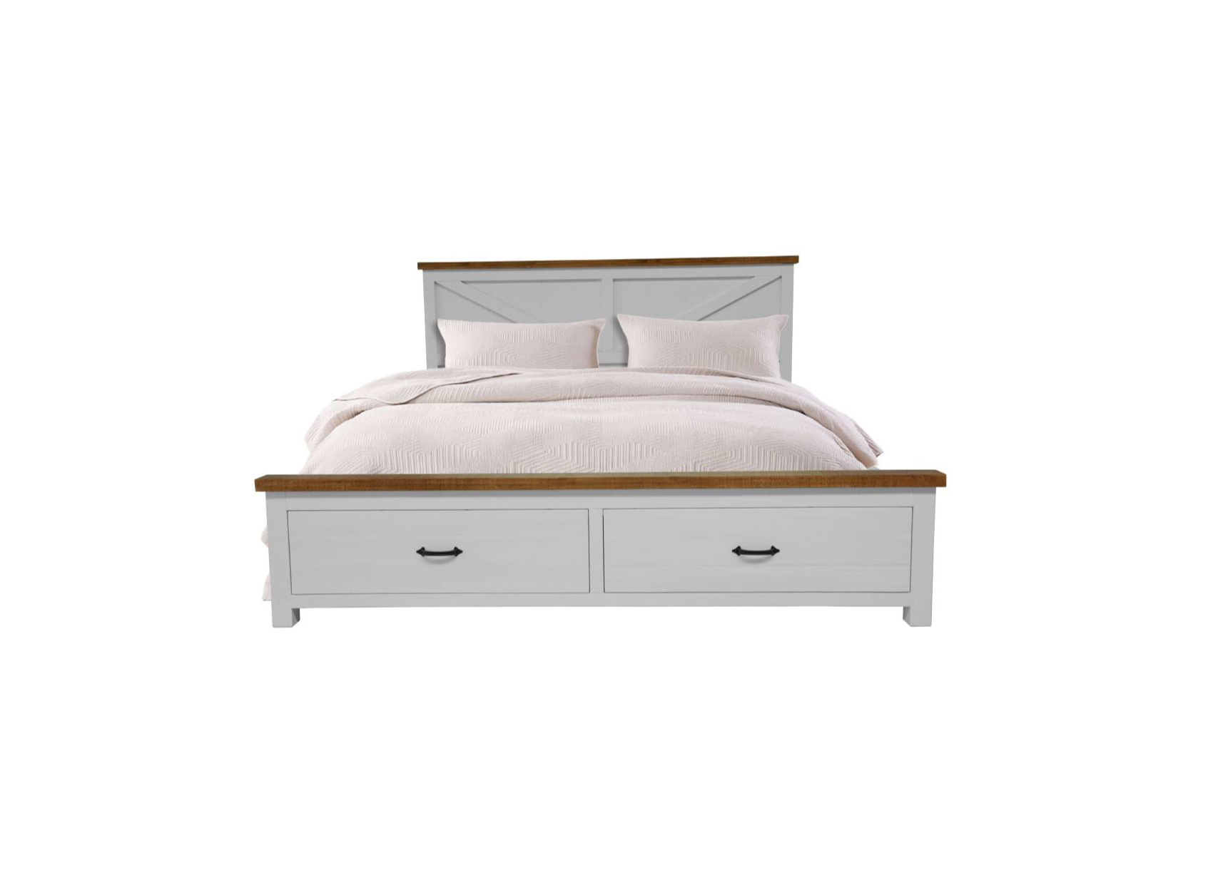 Aurora Solid Pine Timber Bed Frame With Storage End Drawers
