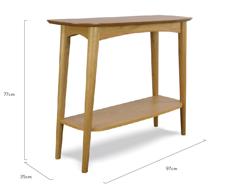 Yrsa Narrow Wood Console Table With Shelf