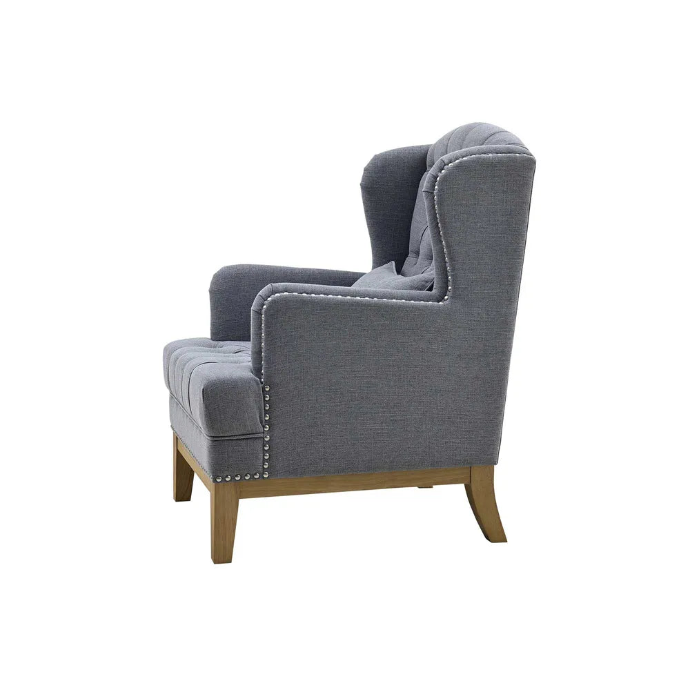 George Buttoned Armchair - Grey