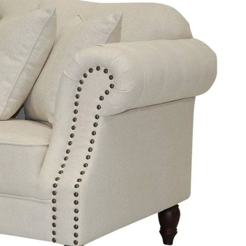 Vaucluse Buttoned Fabric Sofa - Beige