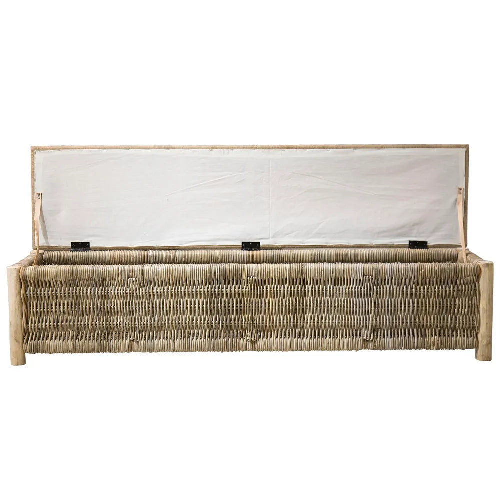 Cancun Wicker Bench Natural