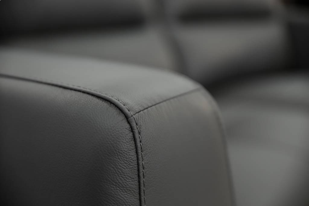 Madelaine 2 Seater Leather Lounge - Gunmetal