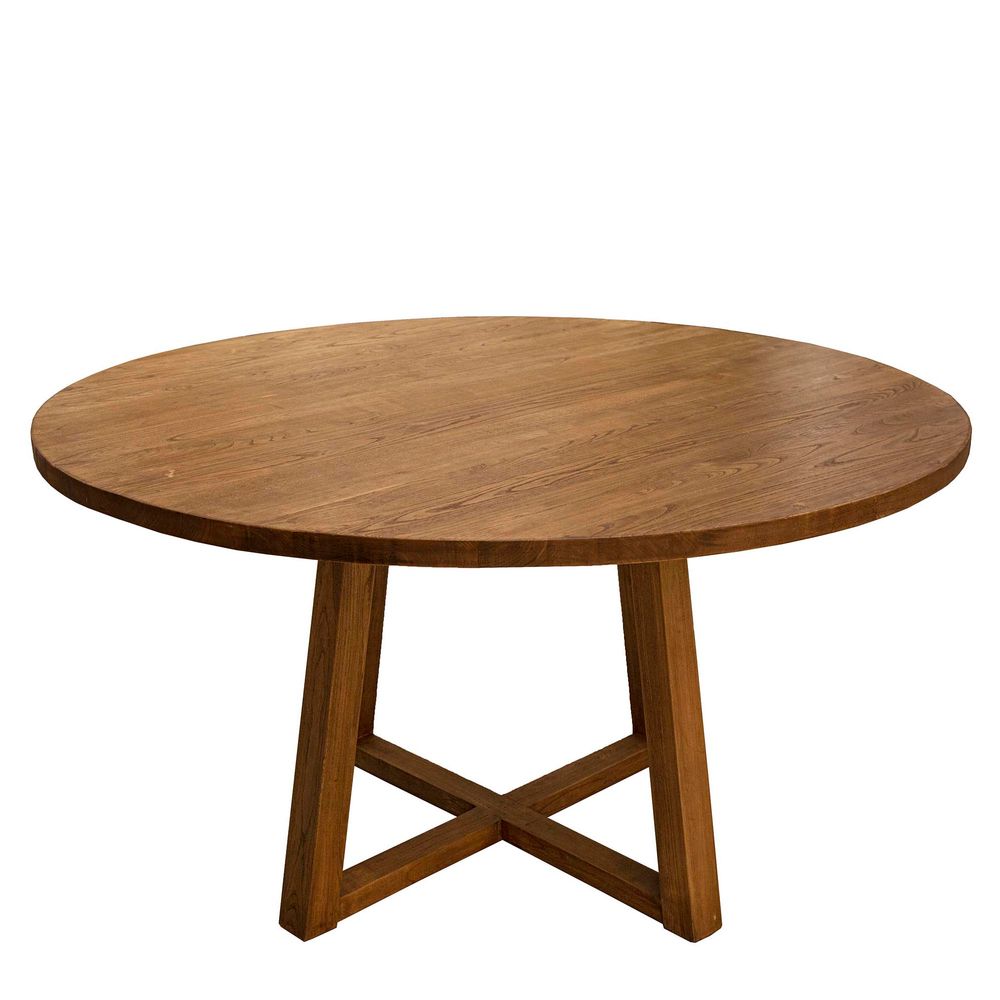 Denver Round Oak Timber Dining Table 140cm