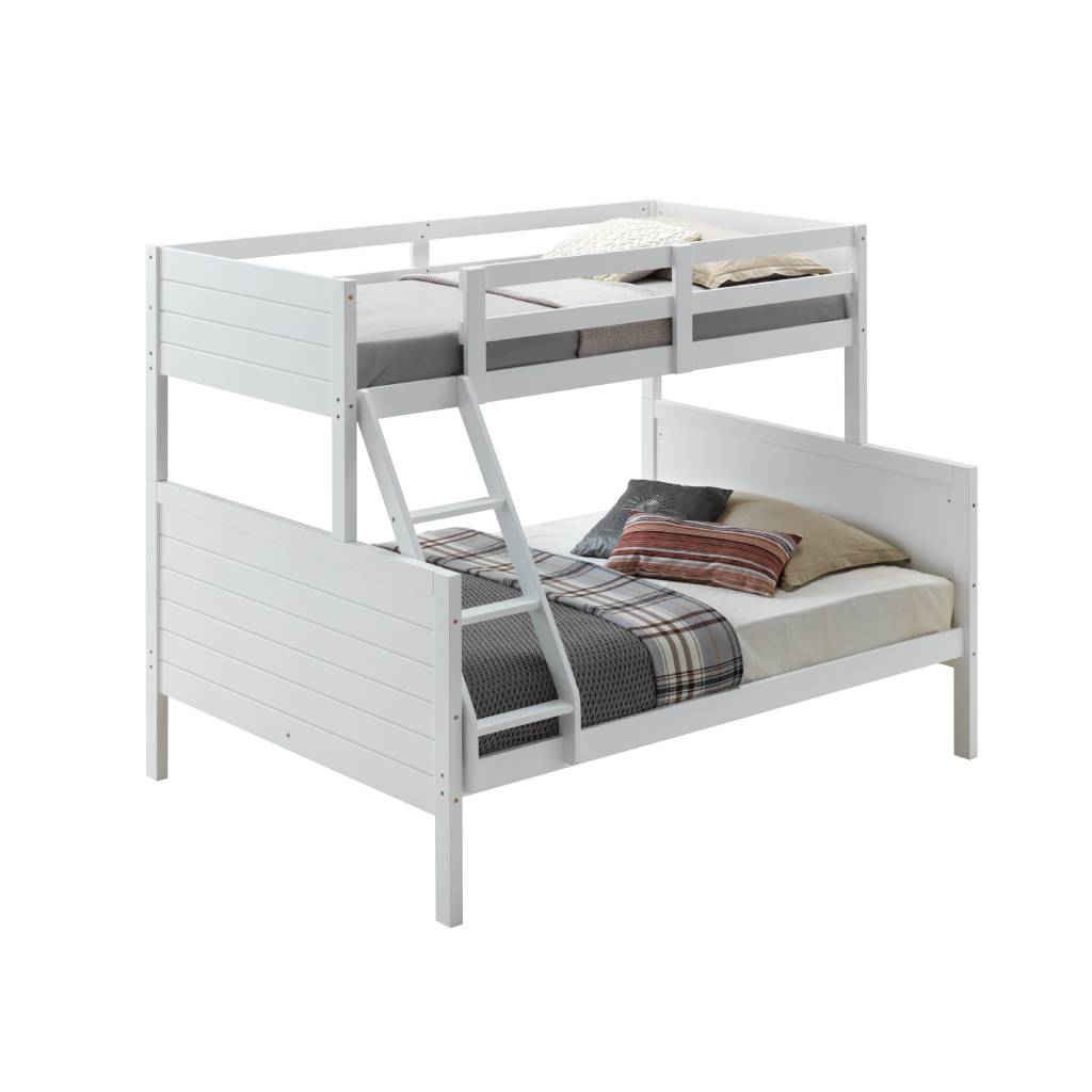 Charley Single Over Double Bunk Wooden Bed - White