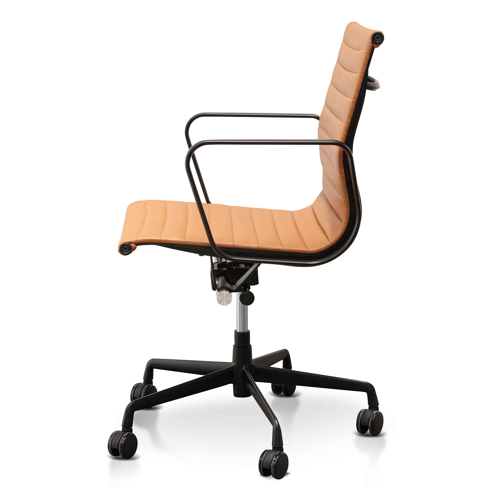 Showcasing Sinova Low Back Office Chair - Saddle Tan in Black Frame OC6403-YS Office Chair by Calibre Furniturs