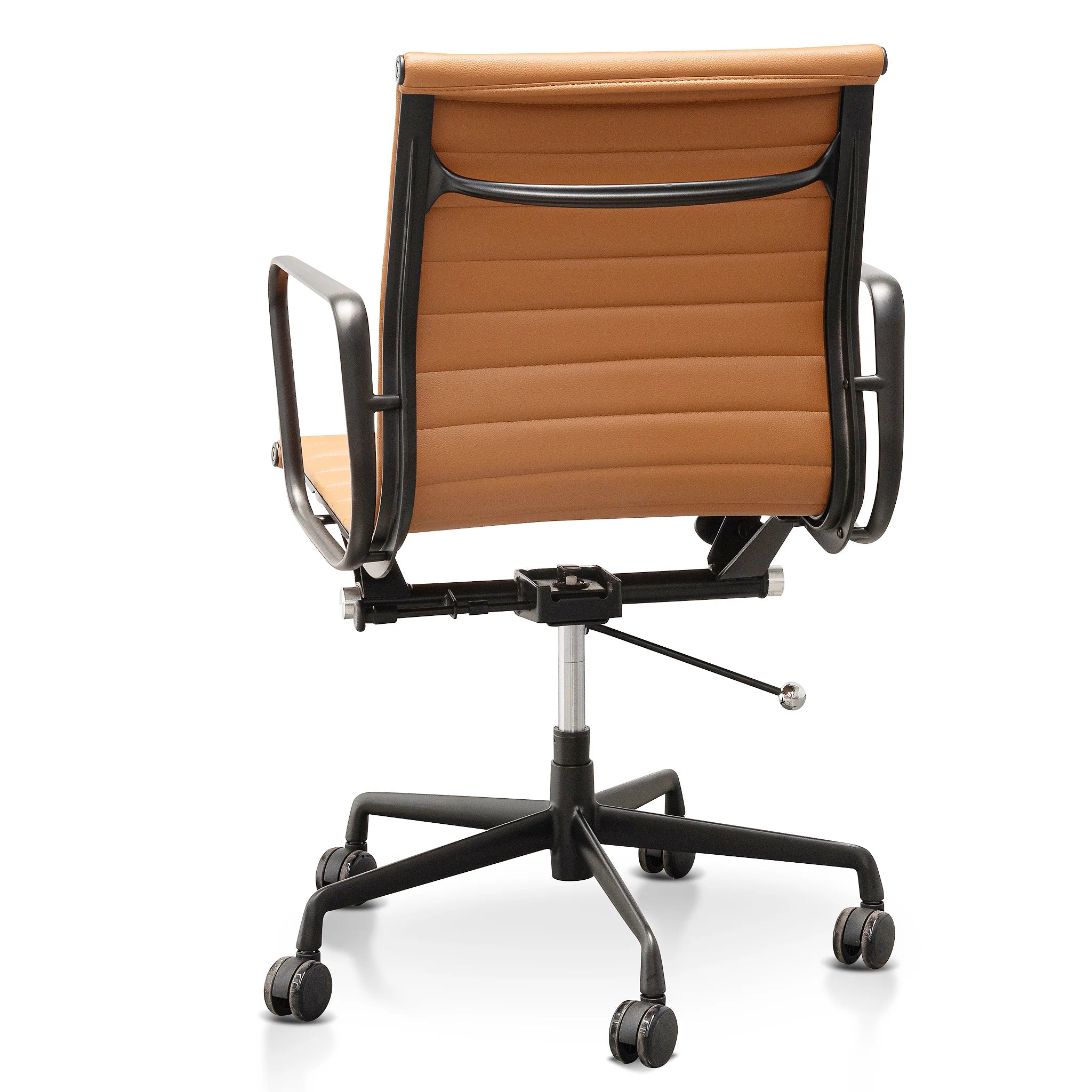 Sinova Low Back Office Chair - Saddle Tan in Black Frame