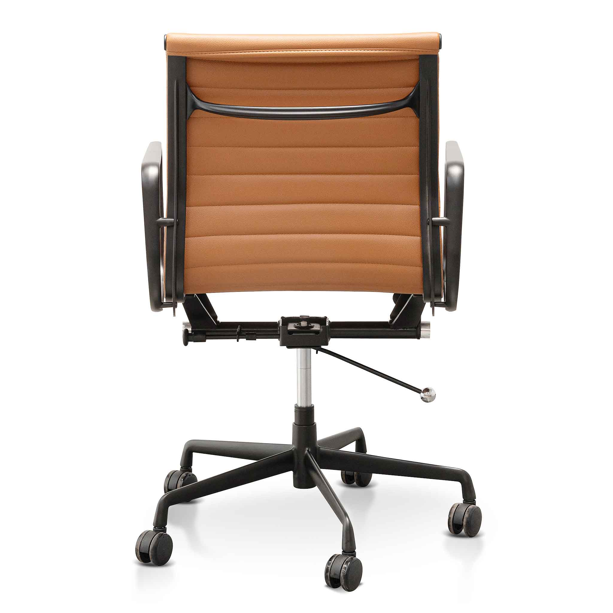 Sinova Low Back Office Chair - Saddle Tan in Black Frame