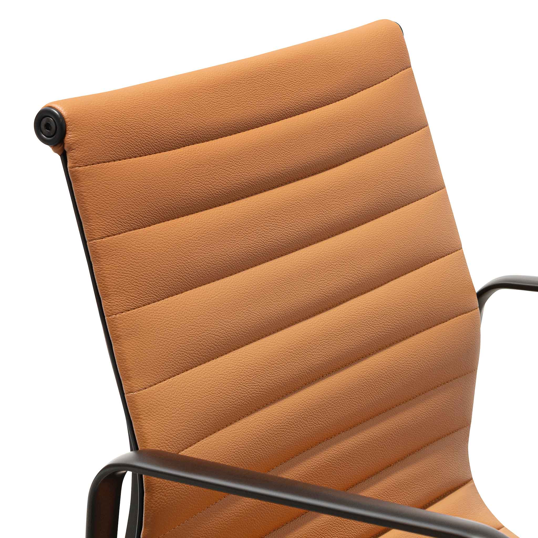 Sinova Low Back Office Chair - Saddle Tan in Black Frame