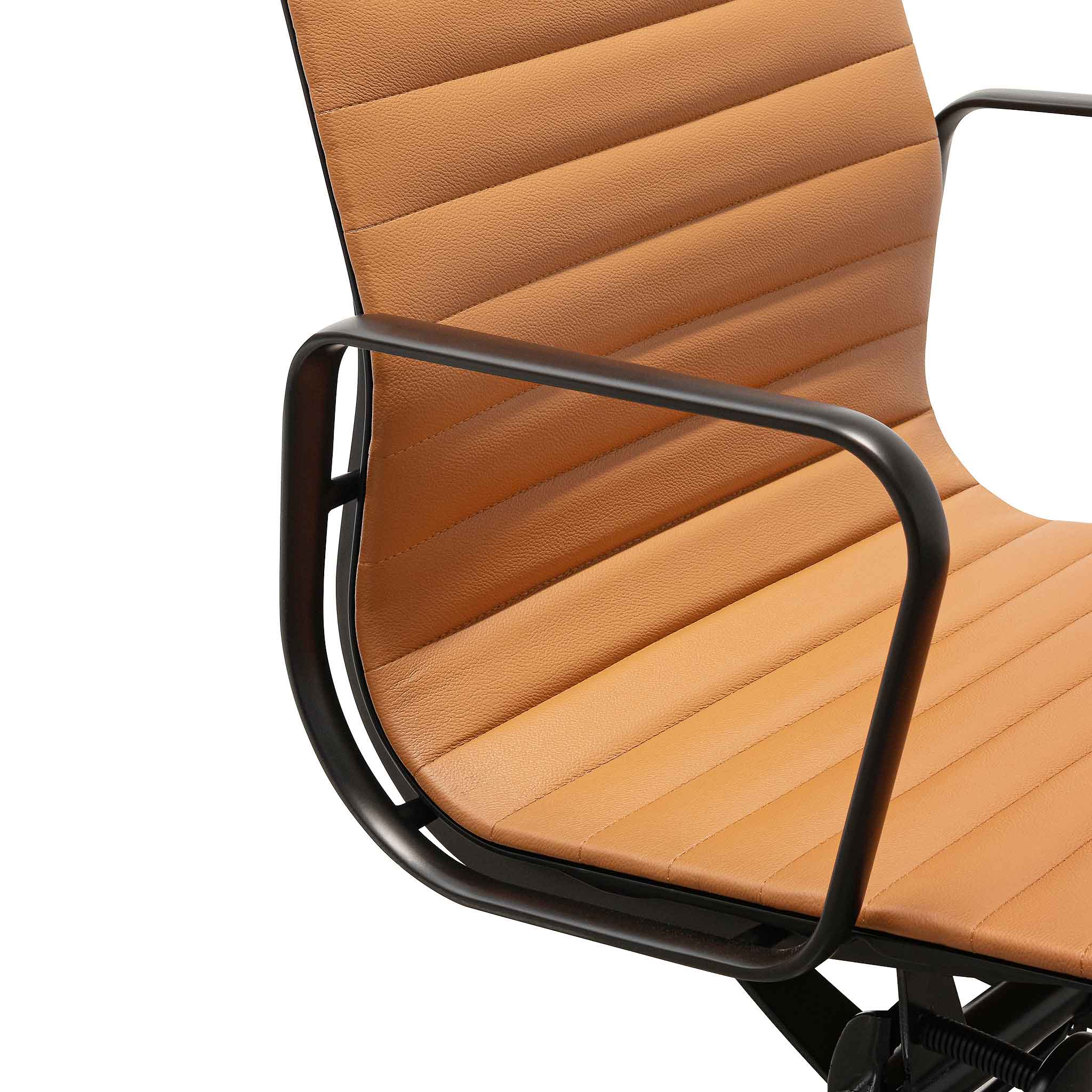 Sinova Low Back Office Chair - Saddle Tan in Black Frame
