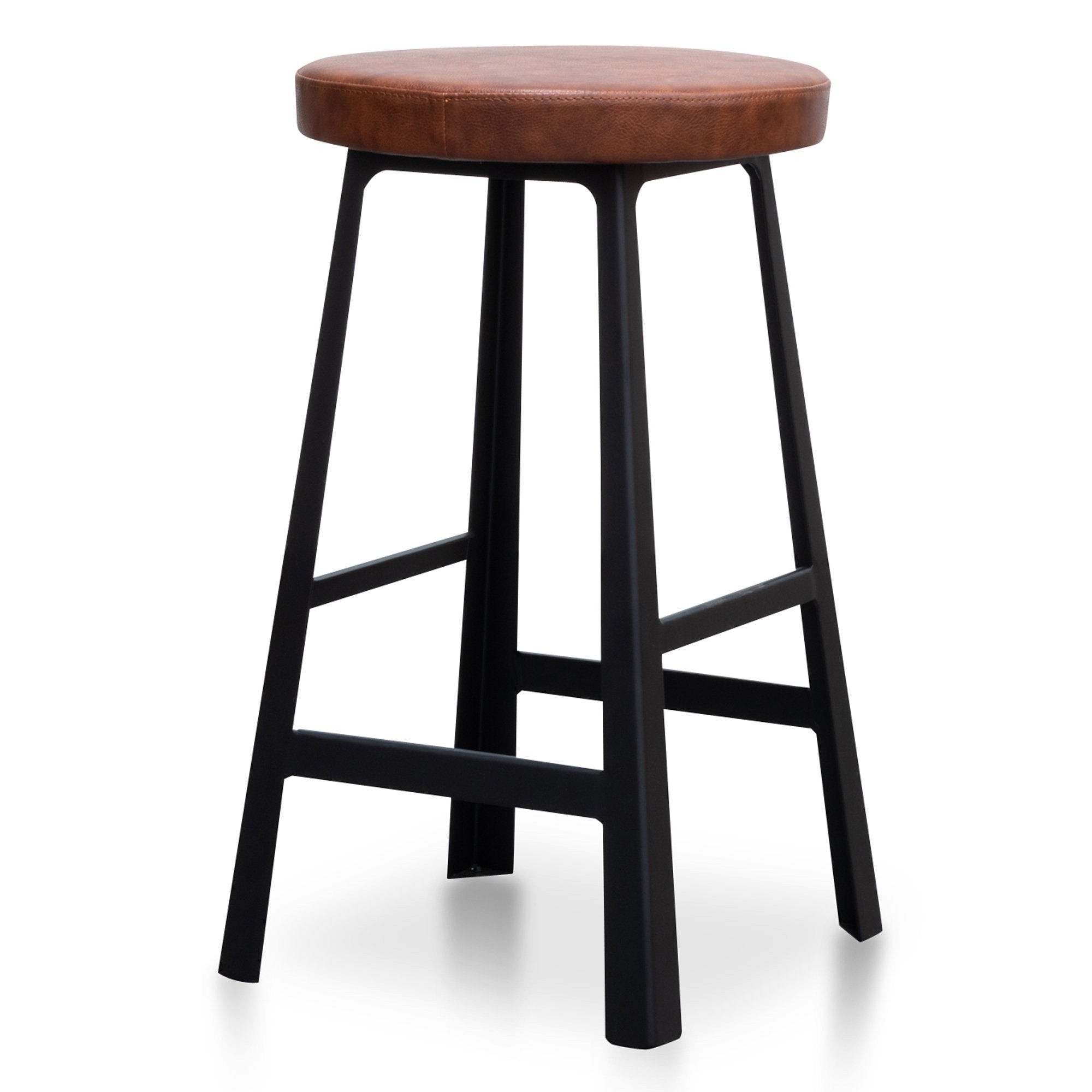 Fina 65cm Bar Stool in Rustic Brown - Black Legs