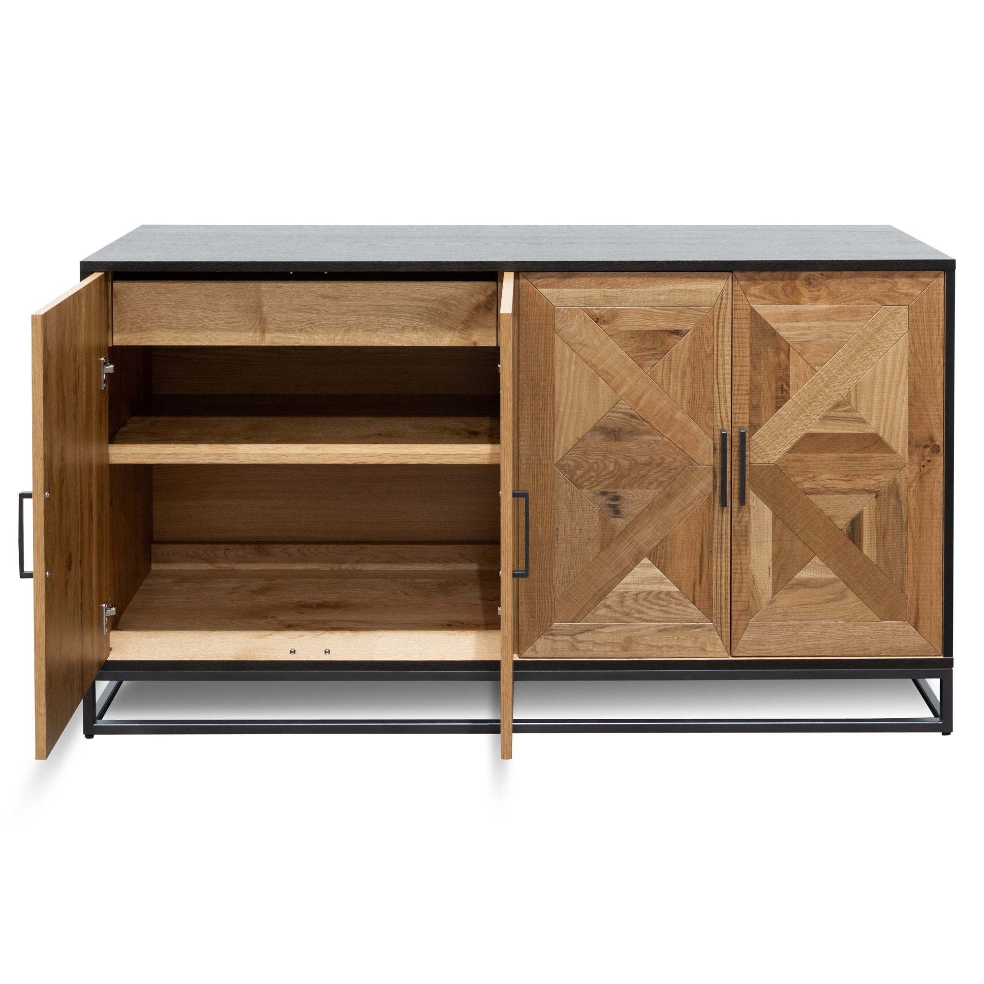 Percy 160cm Wide Sideboard - European Knotty Oak and Peppercorn