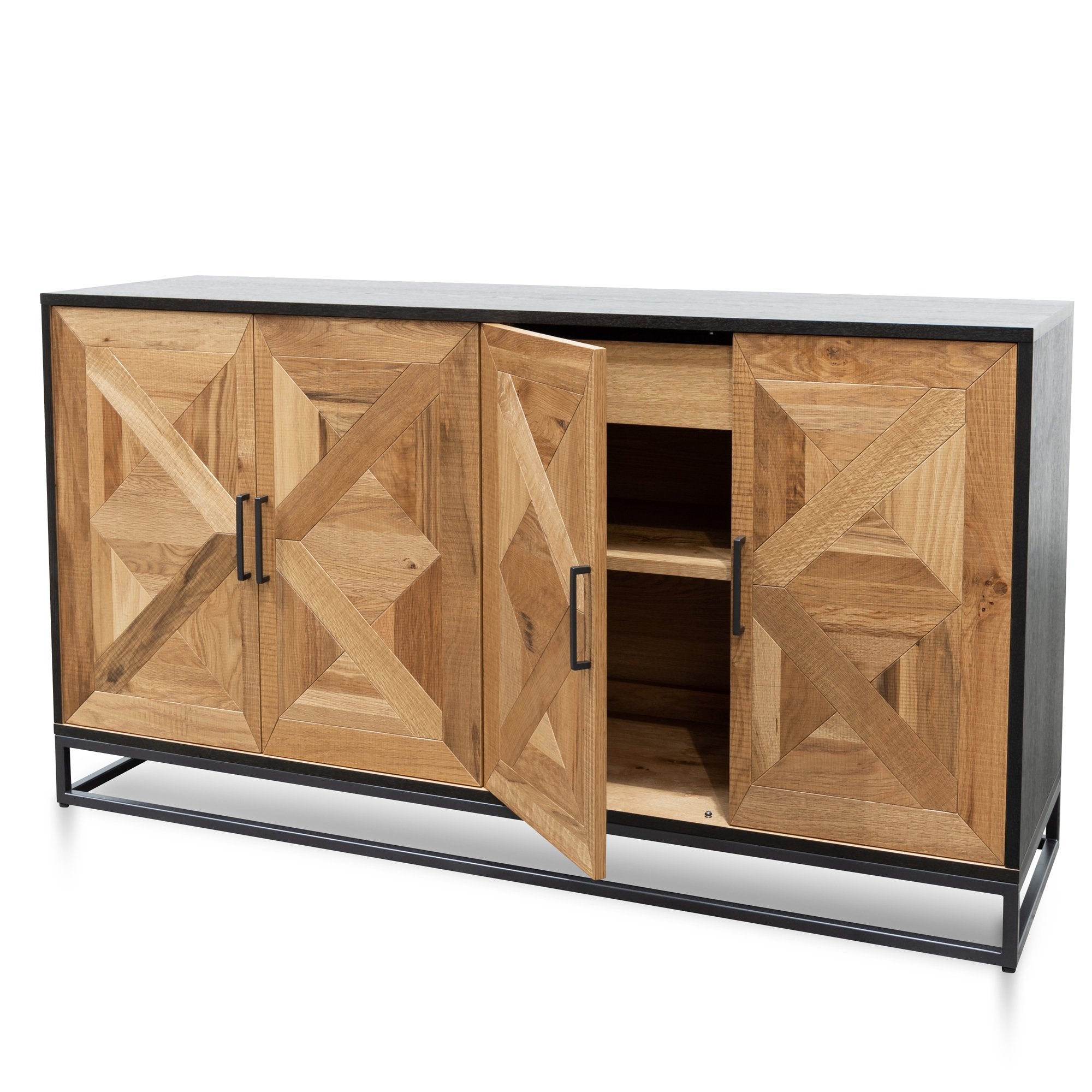 Percy 160cm Wide Sideboard - European Knotty Oak and Peppercorn
