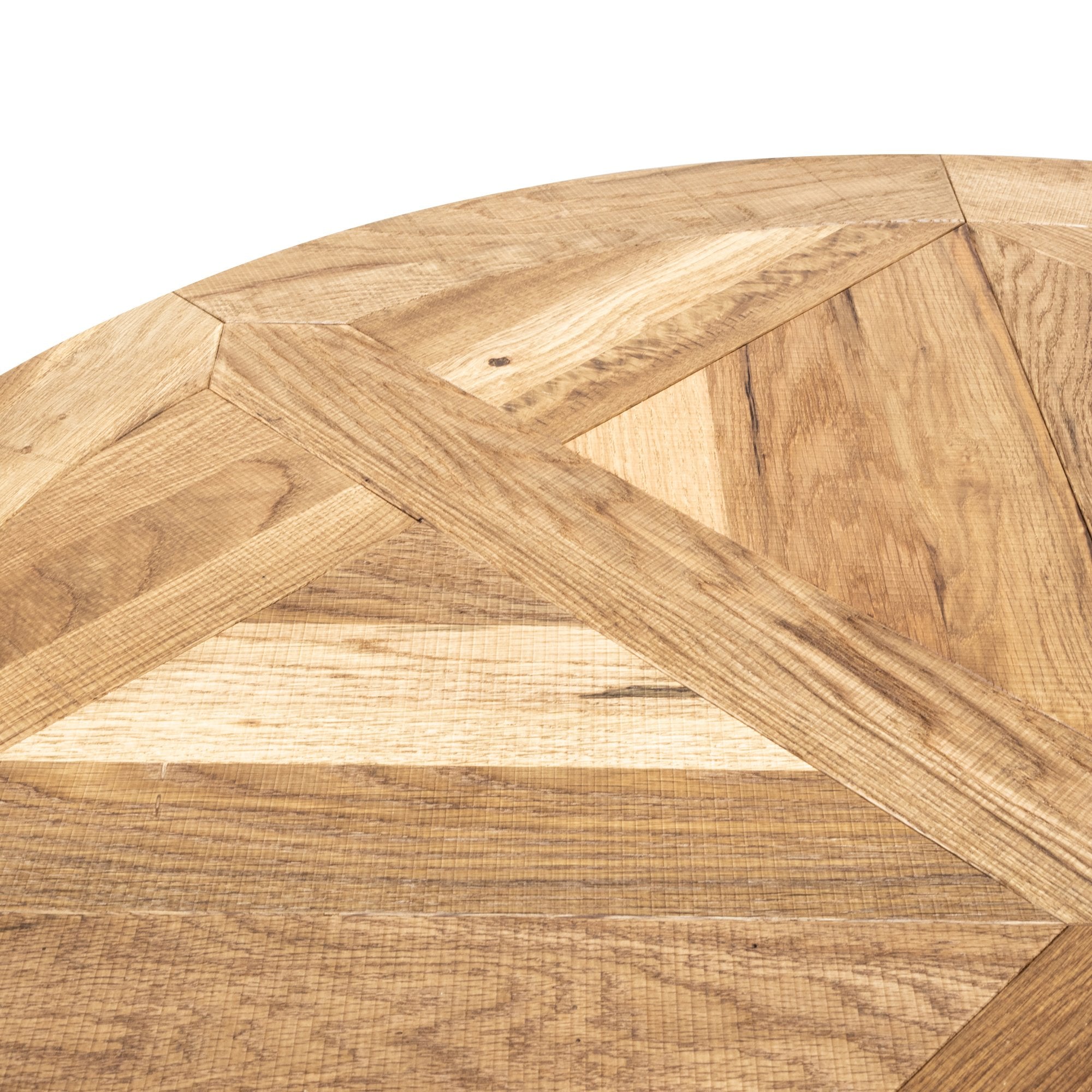 Percy 125cm Round Dining Table - European Knotty Oak and Peppercorn