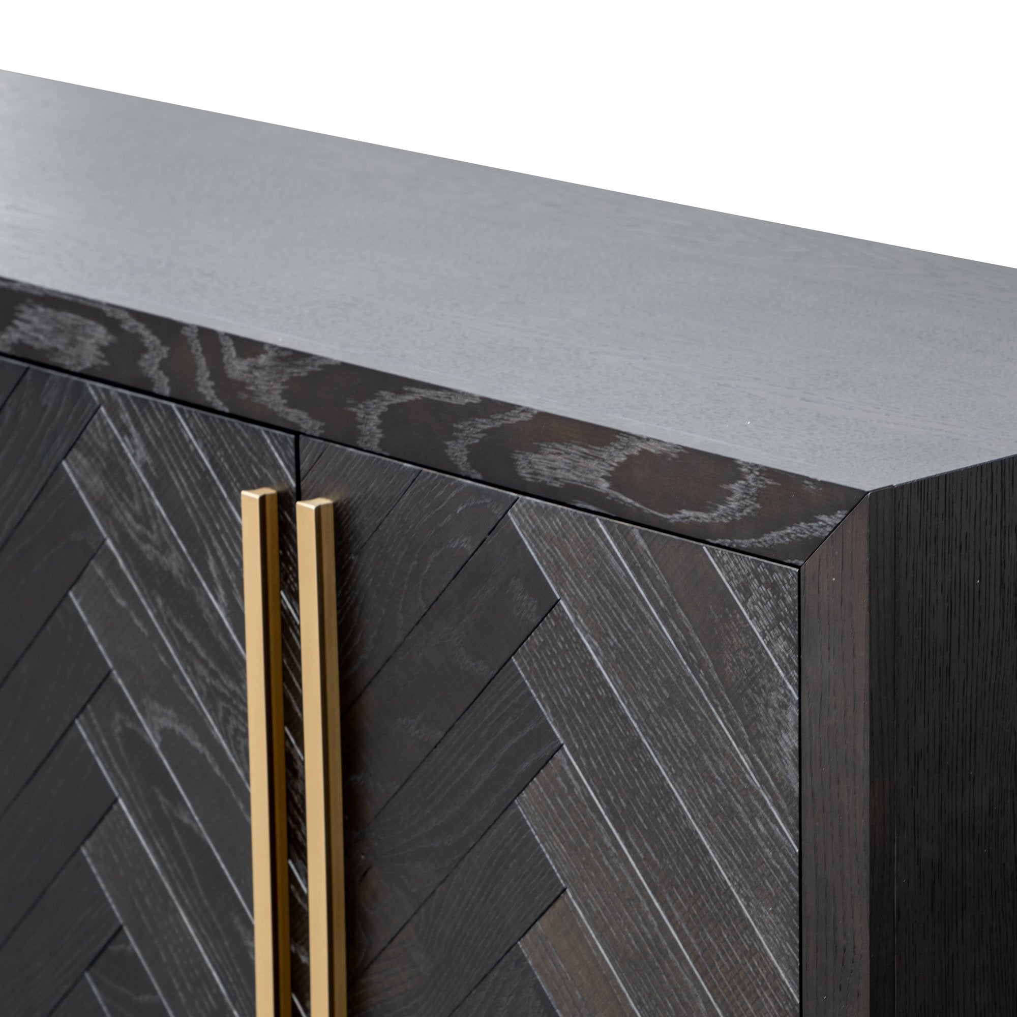Wilma Wide 180cm Wooden Sideboard - Peppercorn and Brass
