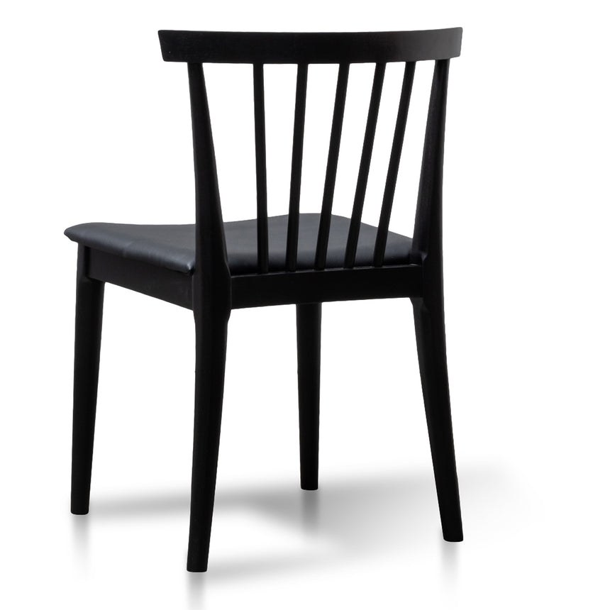 Dining chair - Solid timber and Black PU(Set of 2)