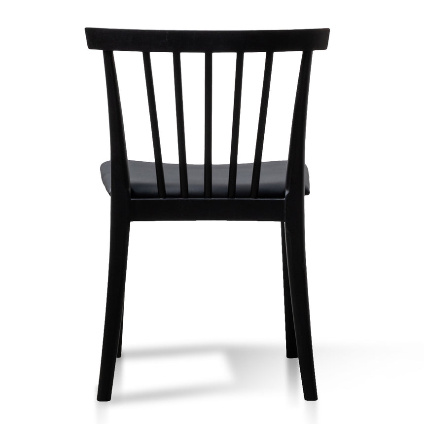 Dining chair - Solid timber and Black PU(Set of 2)