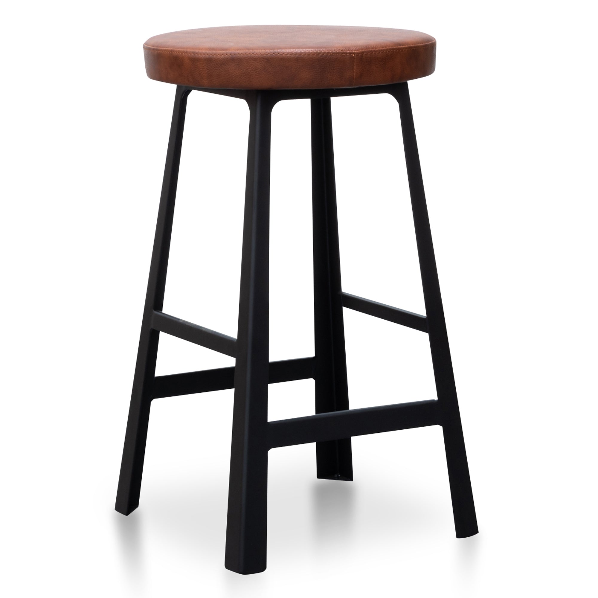65cm Bar Stool in Rustic Brown - Black Legs - image 2