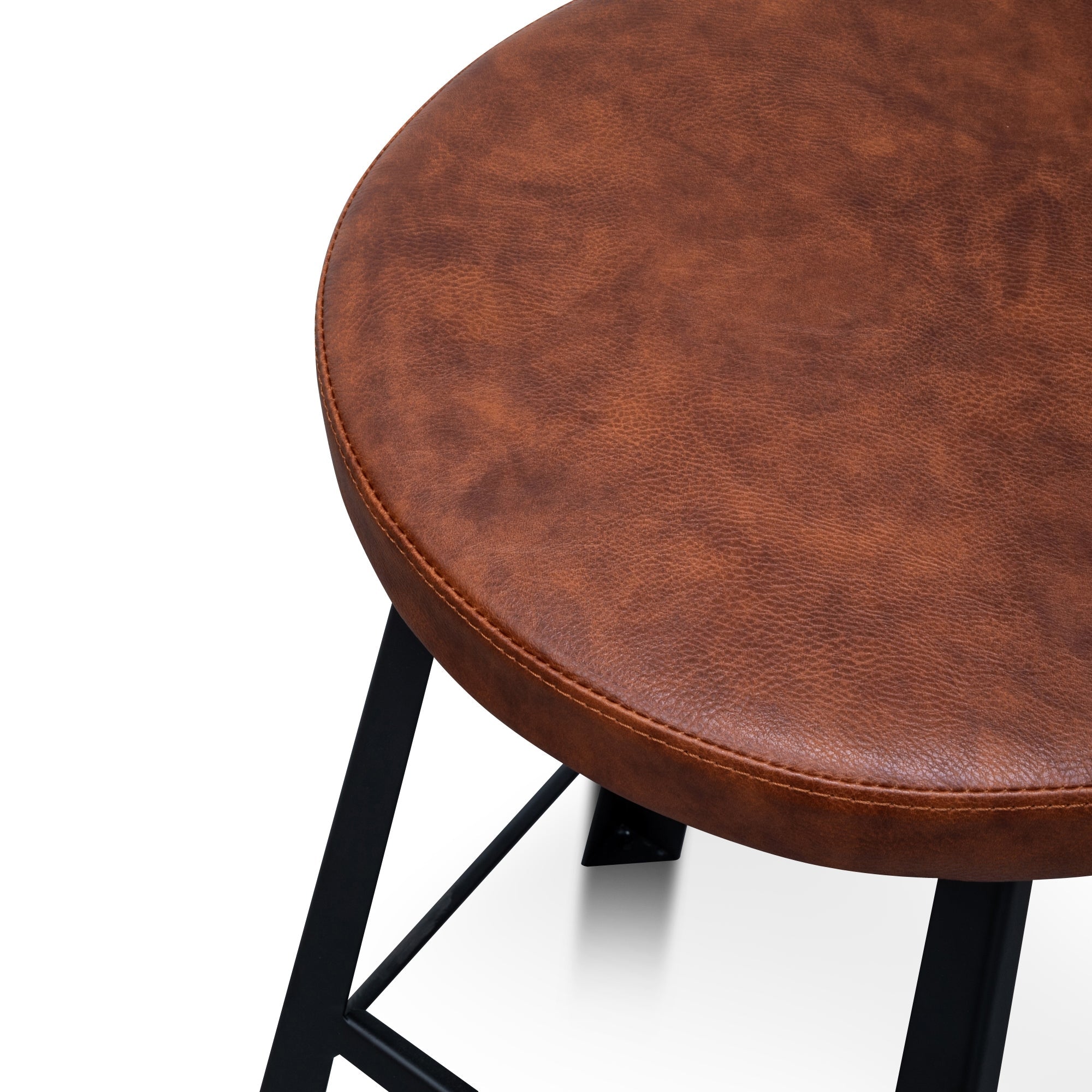 65cm Bar Stool in Rustic Brown - Black Legs - image 7