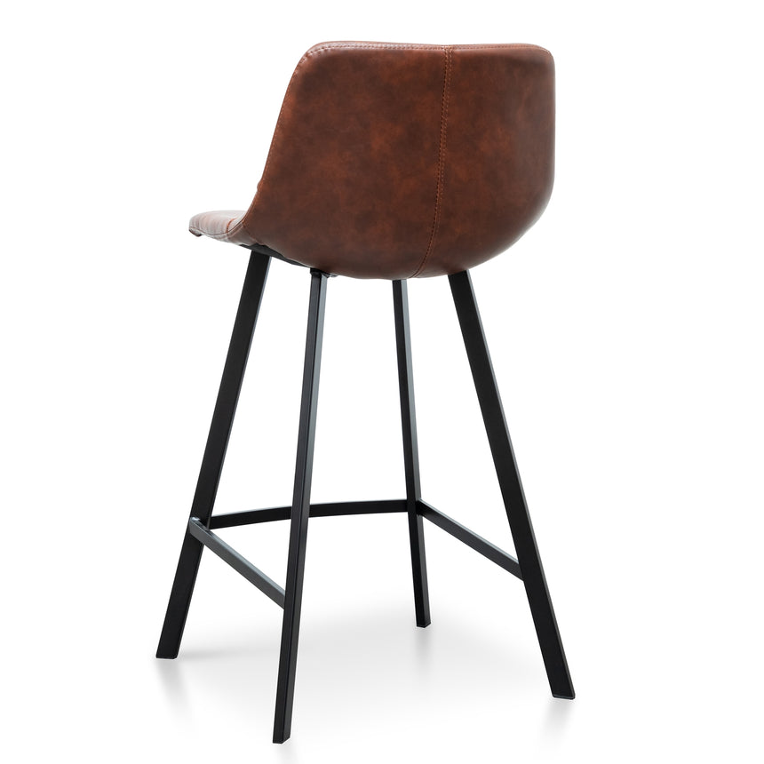 65cm Bar Stool - Cinnamon Brown PU Leather (Set of 2)