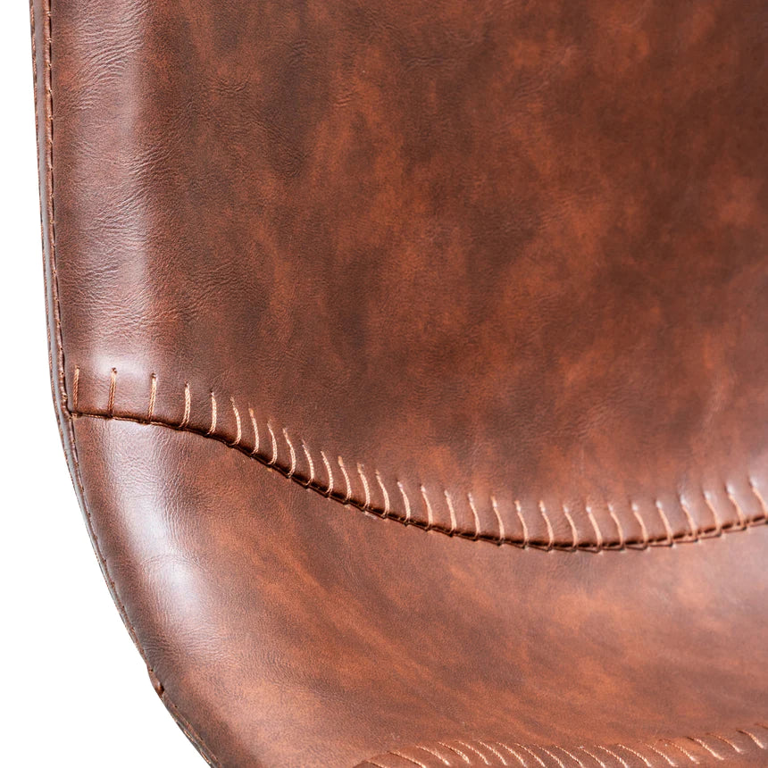 Solfrid Bar Stool - Cinnamon Brown PU Leather (Set of 2)