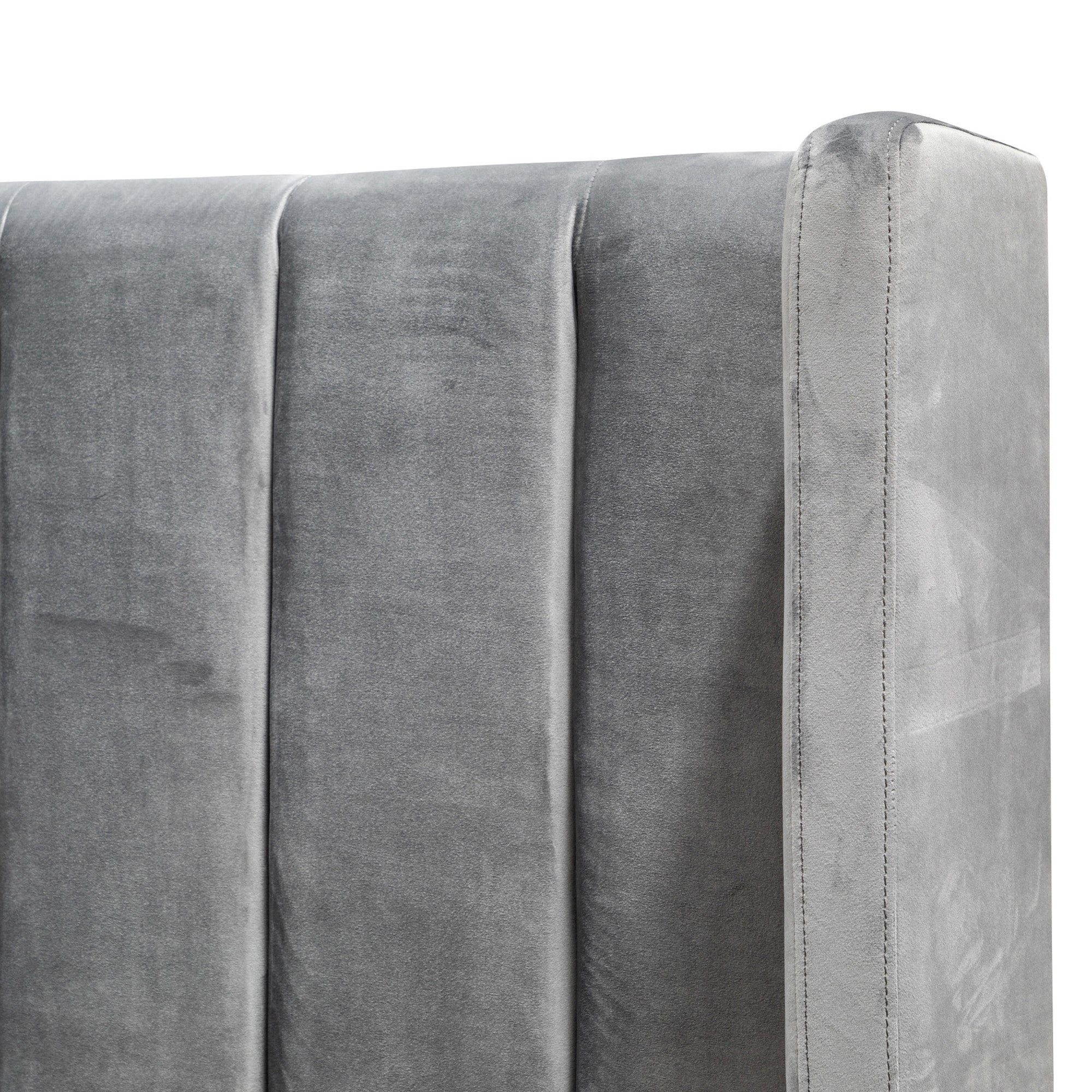 Queen Bed Frame - Wide Base in Charcoal Velvet - image 9