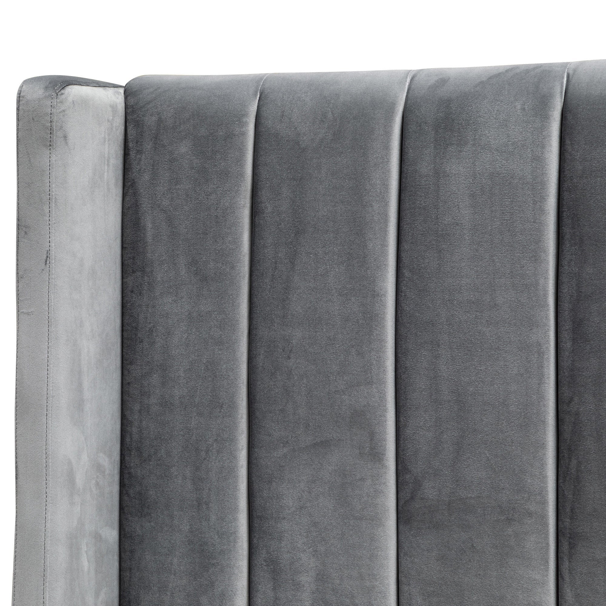 Queen Bed Frame - Wide Base in Charcoal Velvet - image 8