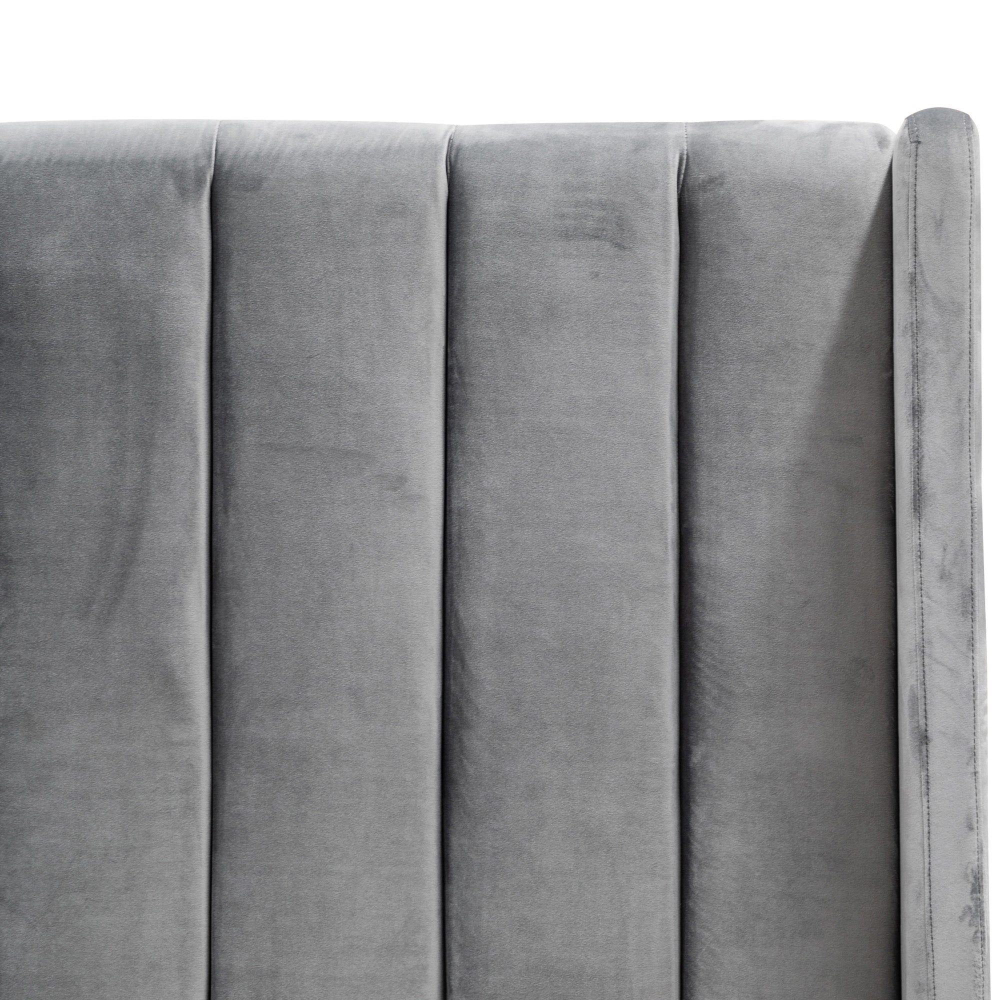 Queen Bed Frame - Wide Base in Charcoal Velvet - image 7