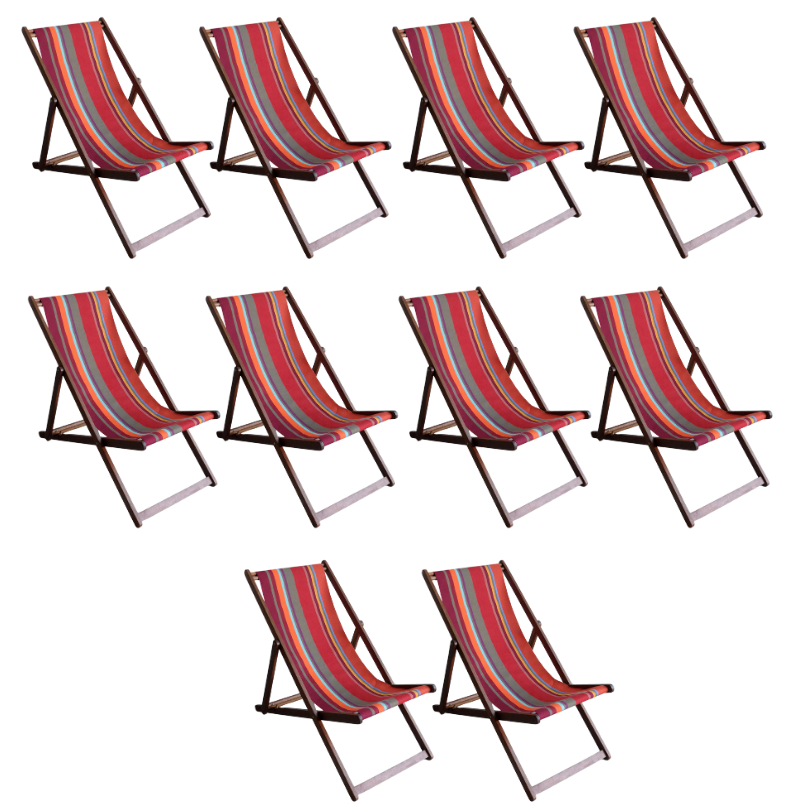 Deckchair Hardwood Cotton Collioure Rouge