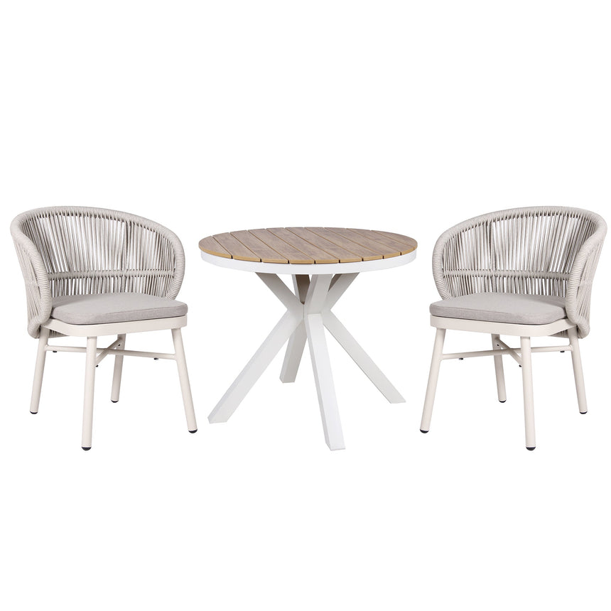 90cm Round Sand White Outdoor Dining Table - Natural
