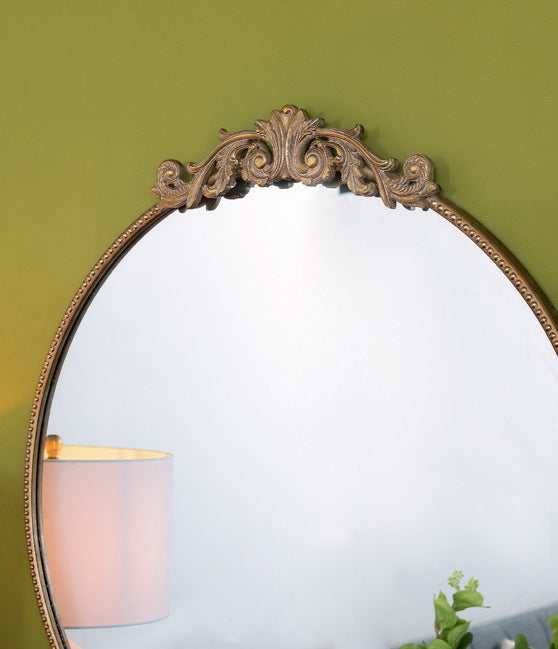 Baroque Large Round Wall Mirror - Gold