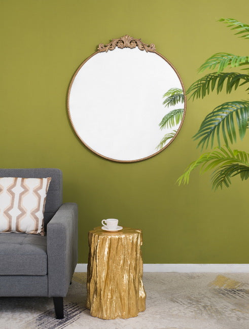 Baroque Large Round Wall Mirror - Gold