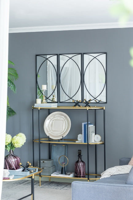 Black Swirl Iron Frame Wall Mirror - Set of 3