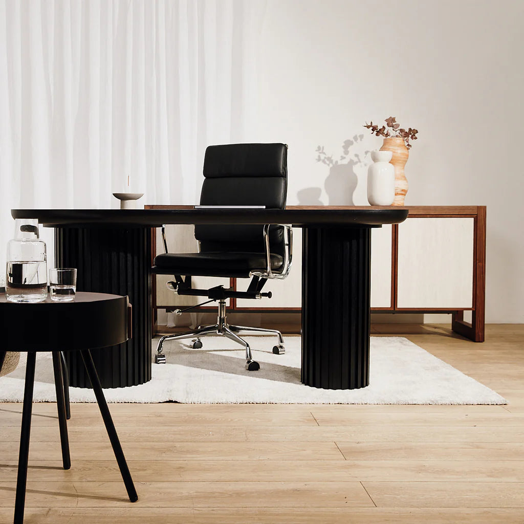 Saveluna High Back Office Chair - Black Leather