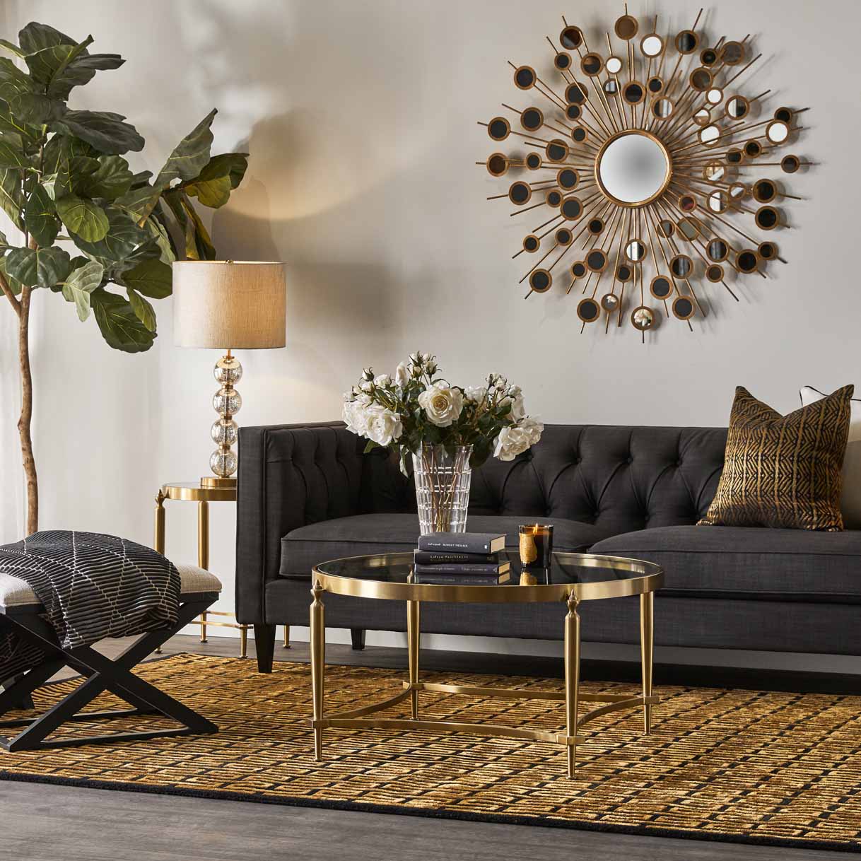 Jak Glass Coffee Table - Gold