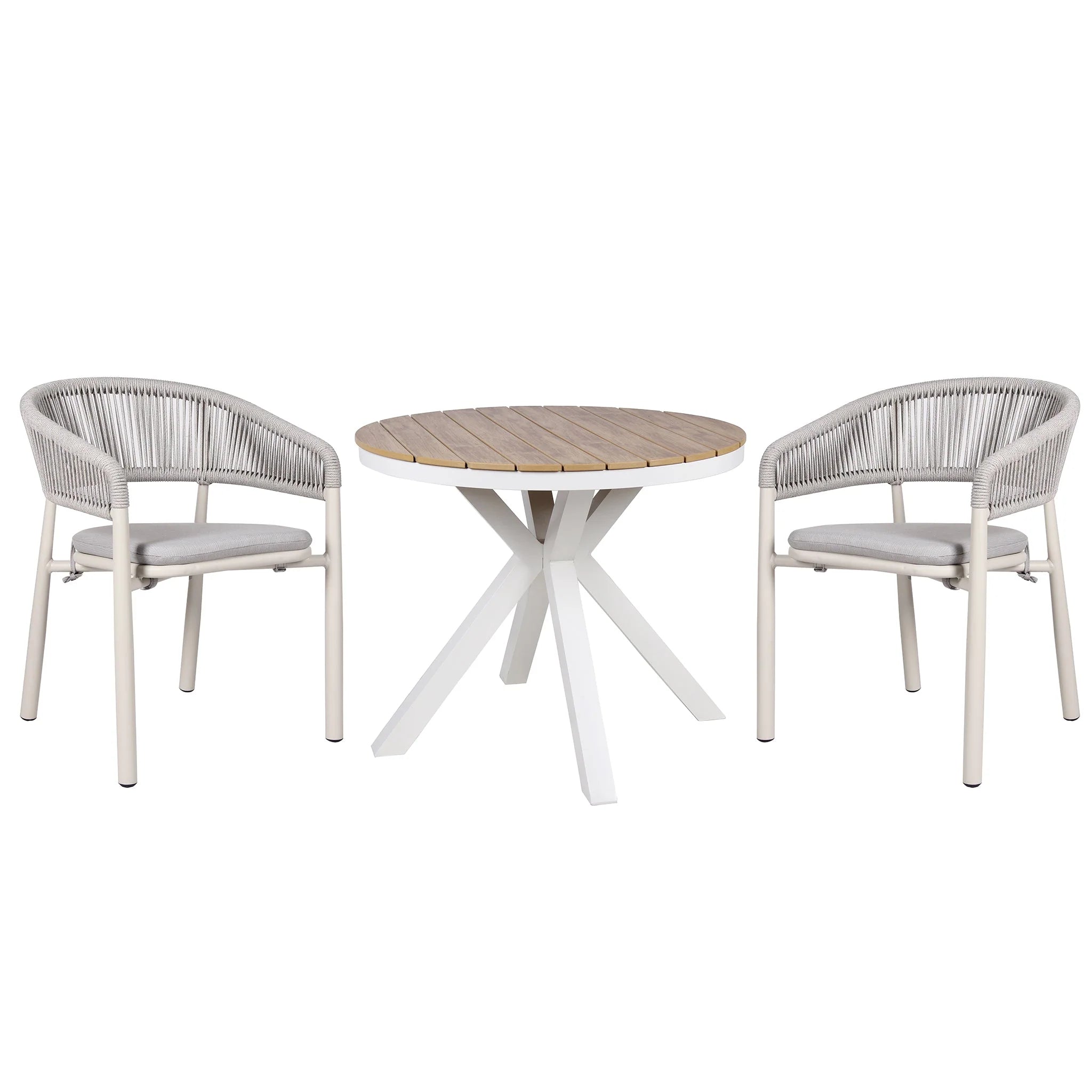Showcasing Cerolo Sand White Outdoor Dining Chair - Light Grey (Set of 2) DC10302-IDx2 Dining Chair by Calibre Furniturs